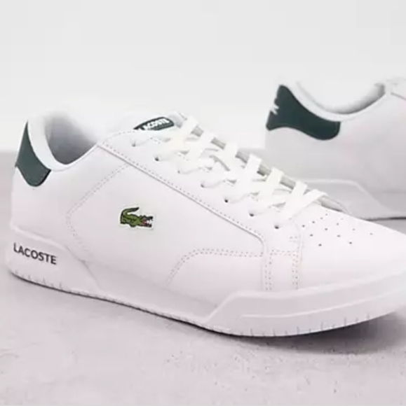 Lacoste twin serve sneakers in white green - Picture 2 of 6